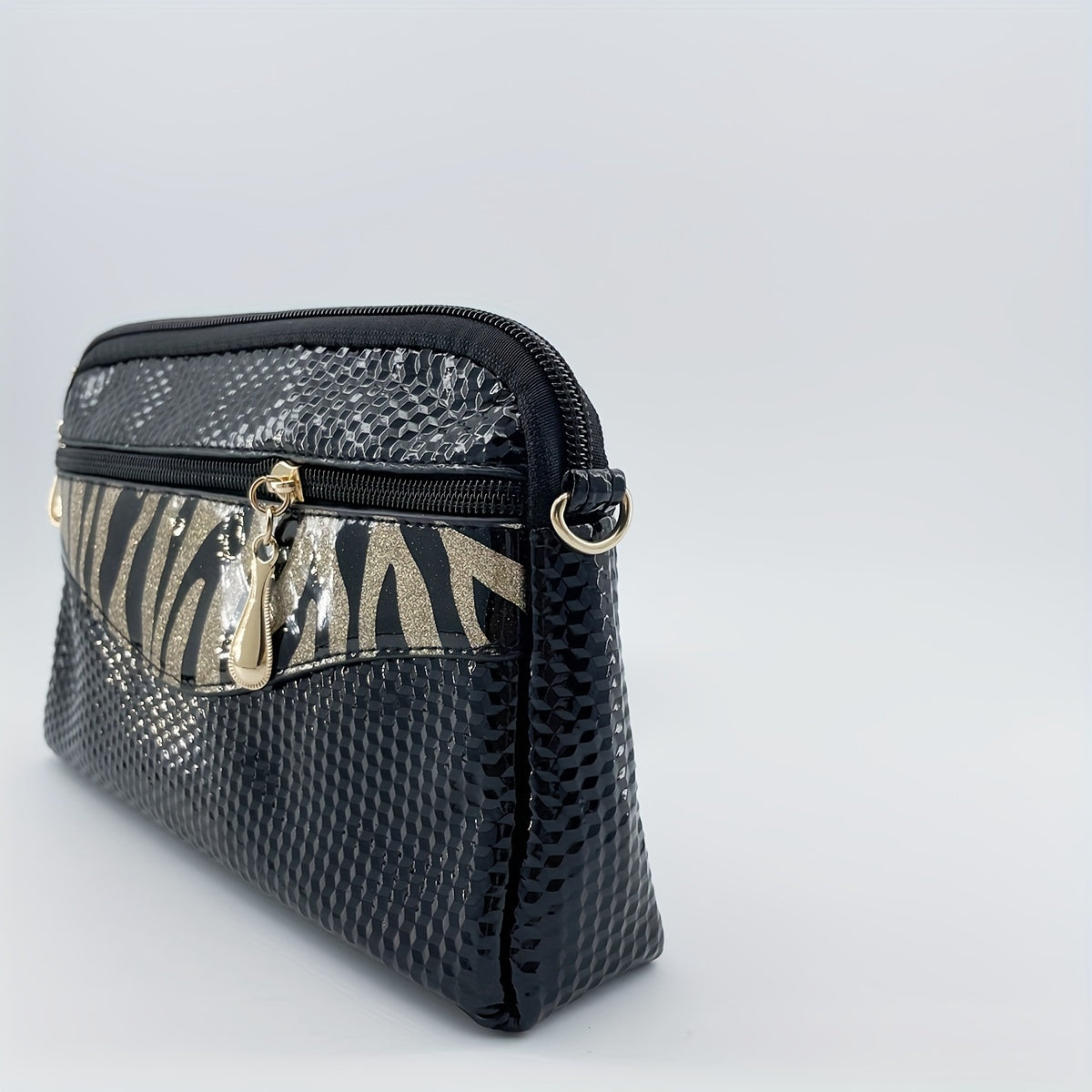 Leather Clutch Purse Zipper Around Handbag with Wristlet