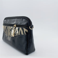 Leather Clutch Purse Zipper Around Handbag with Wristlet