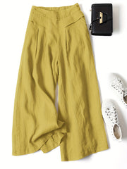 Women's Plus Elastic Wide Leg Pleated Pants