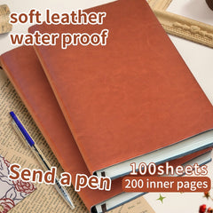 Faux Leather Notebook 200 Pages 5.91x8.31in Portable Diary Stationery Gift