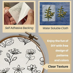 50pcs Stick And Stitch Embroidery Paper Pre Printed Flowers Pattern