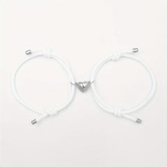 2pcs Love Heart Magnet Buckle Bracelets Couple Set Accessories