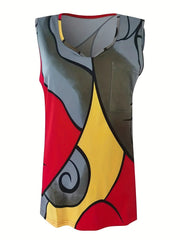  Abstract Graphic Print Tank Top