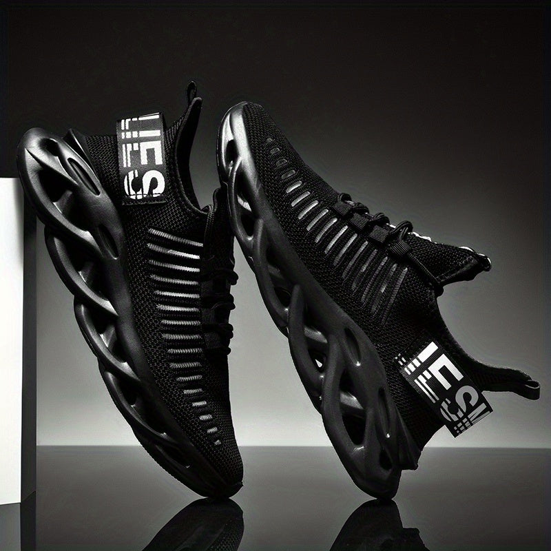 Men's Colorblock Knit Lace Up Casual Shoes Lightweight Non Slip Sneaker