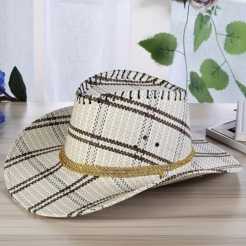 Plaid Western Sunshade Cowboy Hat for Men