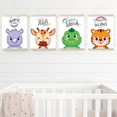 4pcs Animal-themed Nursery Wall Art Print - Cute Baby Room Decor