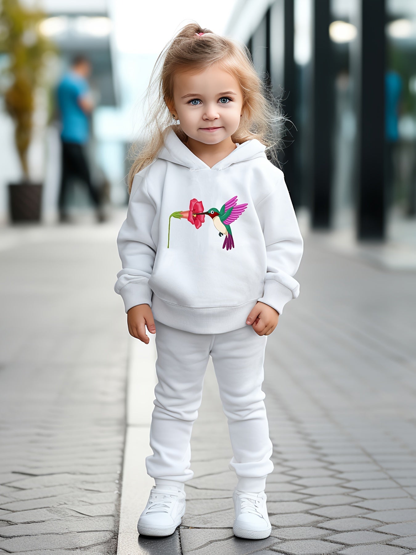 OERYUI 2pcs Bird & Flower Print Hoodies Pants Set Spring Fall