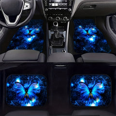 4pcs Butterfly Pattern Car Seat Cover Set Front & Rear Seat Mat Car Interior Acc