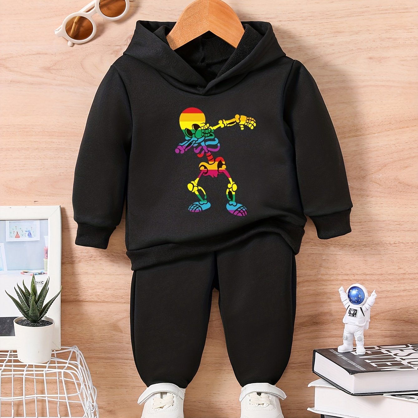 Toddler Colorful Skull Graphic Halloween Outfit Set