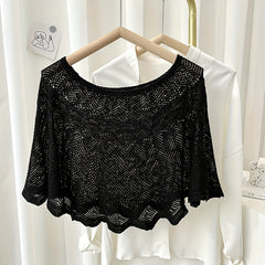 Ruffles Cape Knitted Women Shawl Windproof Wrap Scarf