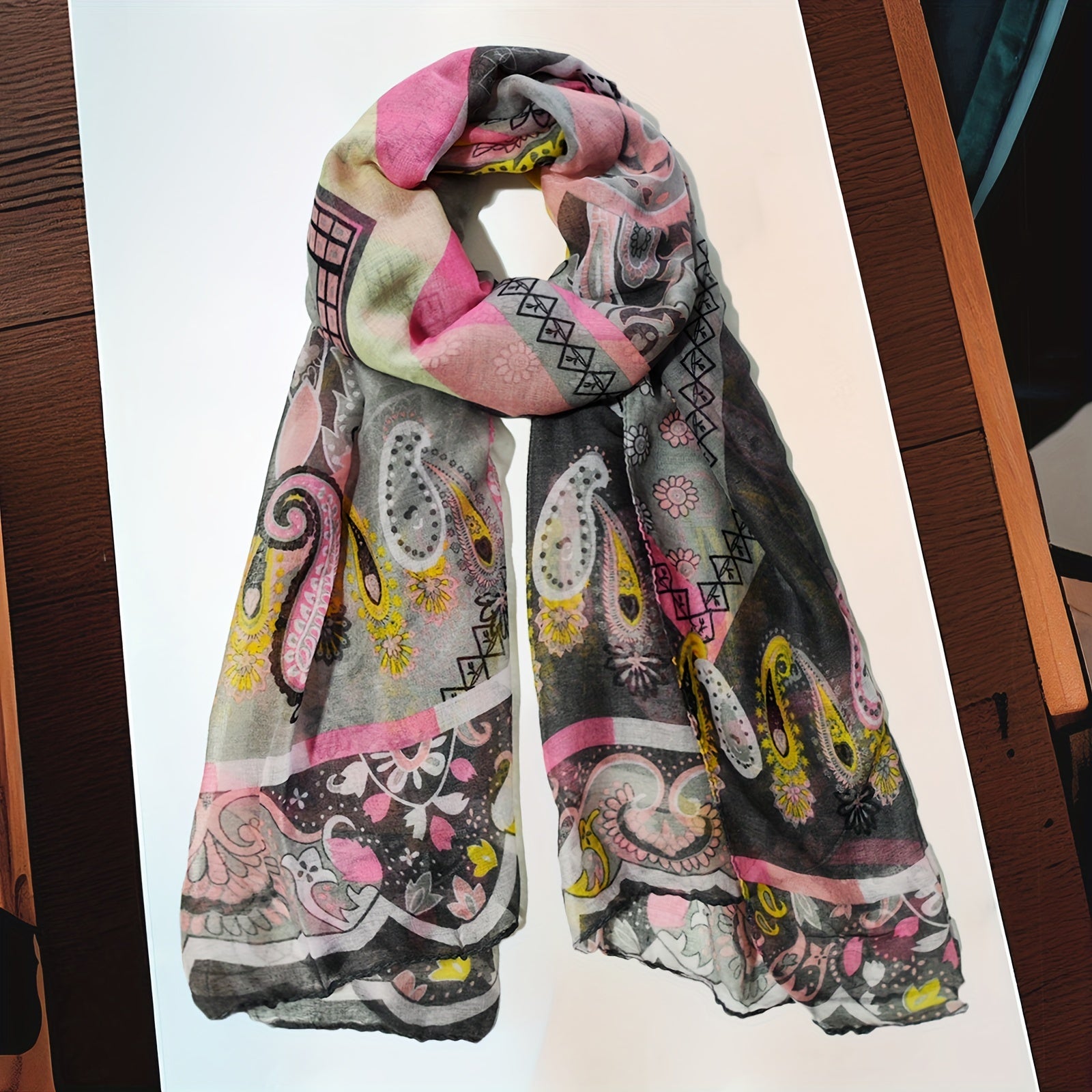 Vintage Paisley Print Warm Scarf Boho Shawl Beach Towel