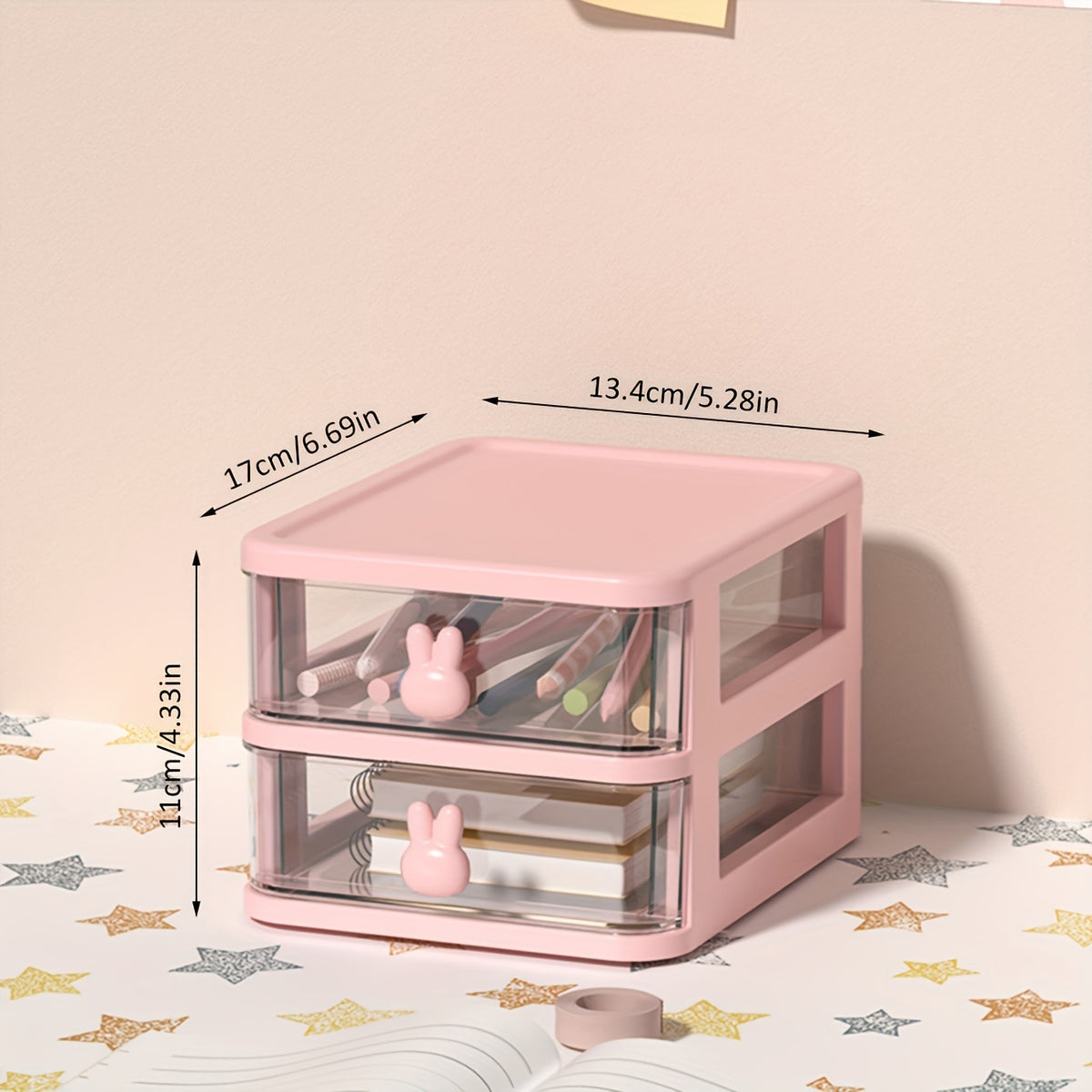 1pc Rabbit Handle Storage Box College Style Desktop Storage Box Teenager Gift