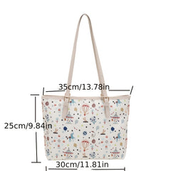 Cartoon Print Tote Bag Large Capacity Shoulder Bag Women's Handbag
