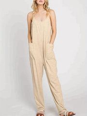 Solid Lounge Jumpsuit With Pockets - Women's Loungewear