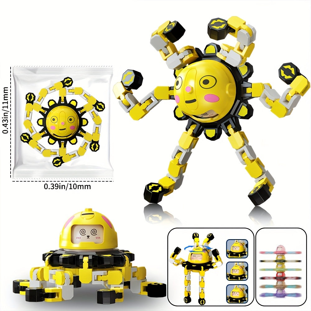 Transformable Chain Robot Finger Spinner Multicolor Deforme...