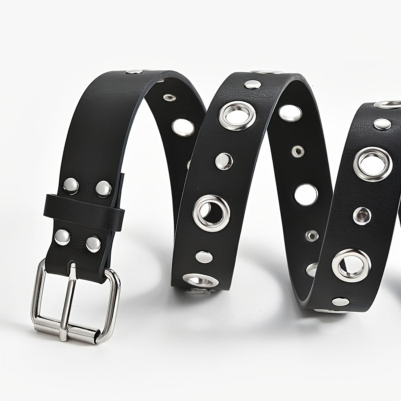 Women Double Grommet Leather Casual Jean Belt