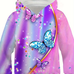Butterfly Graphic Hoodies Girls Comfy Pullover Sweatshirt