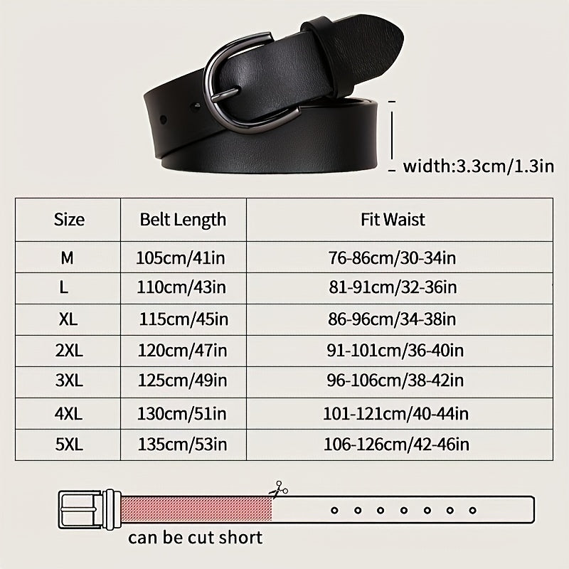 Men's Calfskin Leather Belt Pin Buckle Casual Belt For Jeans Pants