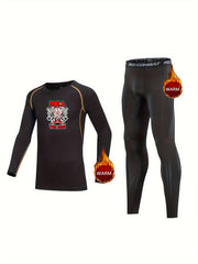 Kids Compression Fleece Sets Cartoon Pattern Pullover Elastic Waist