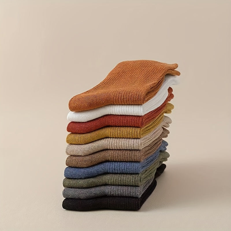 10 Pairs Mid Tube Solid Socks Women's Stockings