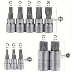 10pcs Triple Square Spline Bit Sockets Set Anti Rust Ratchets Wrench Hand Tools