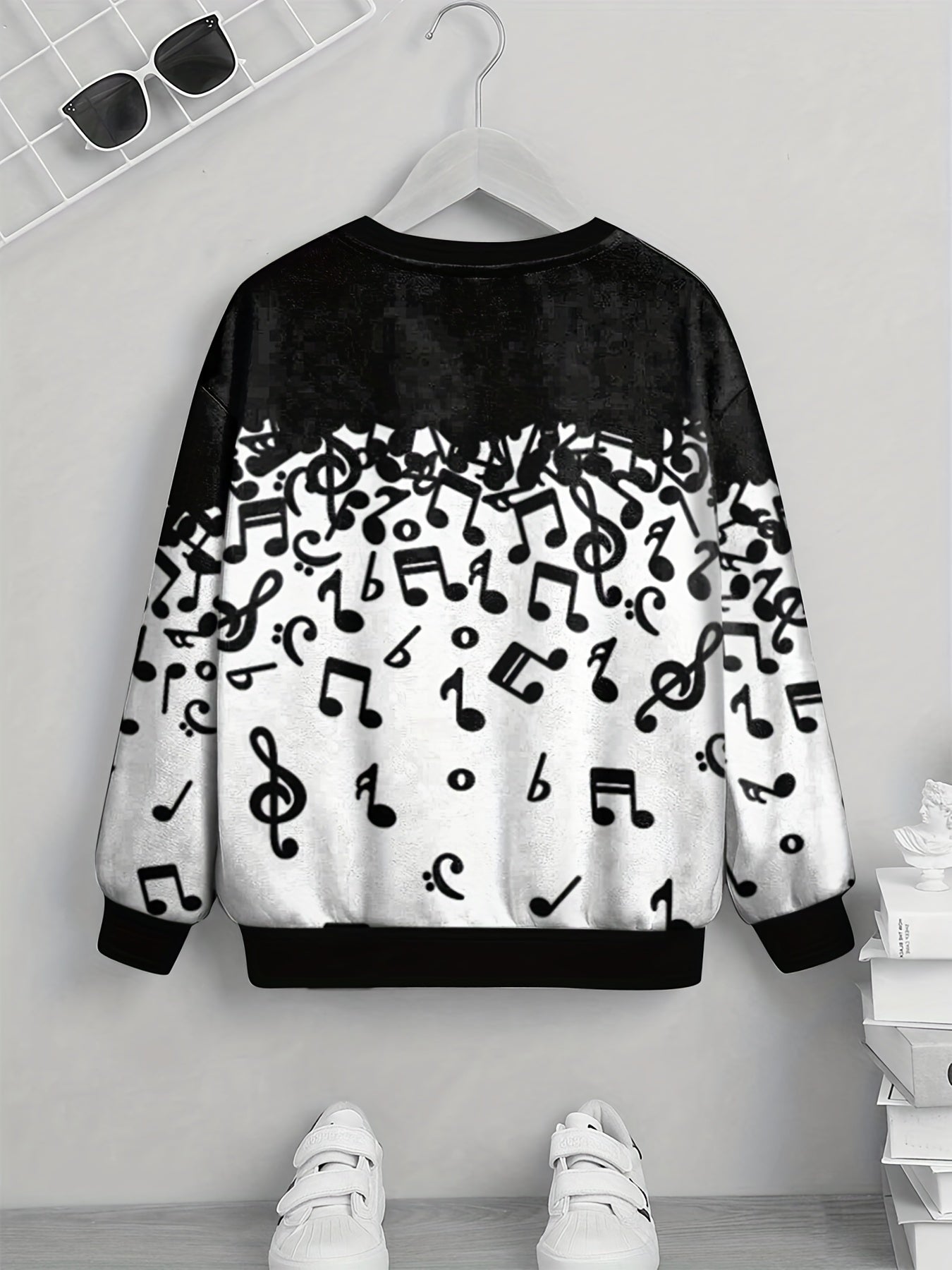 Teens 3D Musical Notes Sweatshirt Casual Pullover Street Wear
