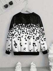 Teens 3D Musical Notes Sweatshirt Casual Pullover Street Wear