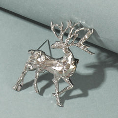 Men's Christmas Deer Animal Brooch Collar Pin