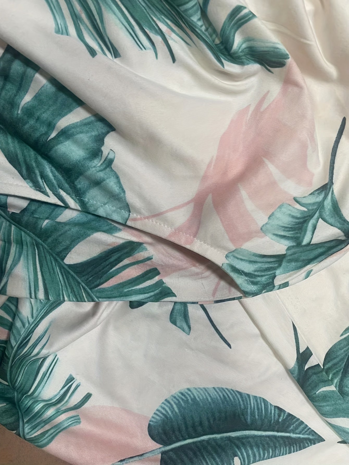 Tropical Print Top & Drawstring Pants Set