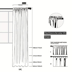 Red Pattern Yarn Curtain Solid Cotton Linen Window Sheer Curtain