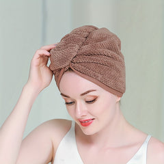 Microfiber Hair Towel with Button Quick Drying Cap Bathroom Supplies