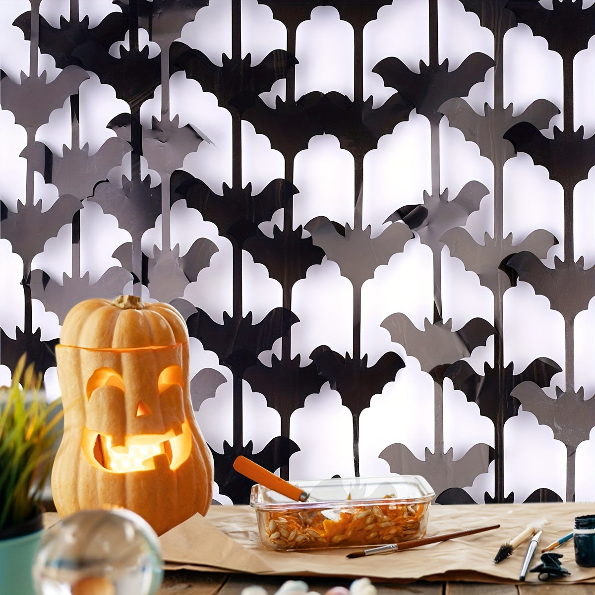 Halloween Bat Pattern Rain Silk Curtain Decoration