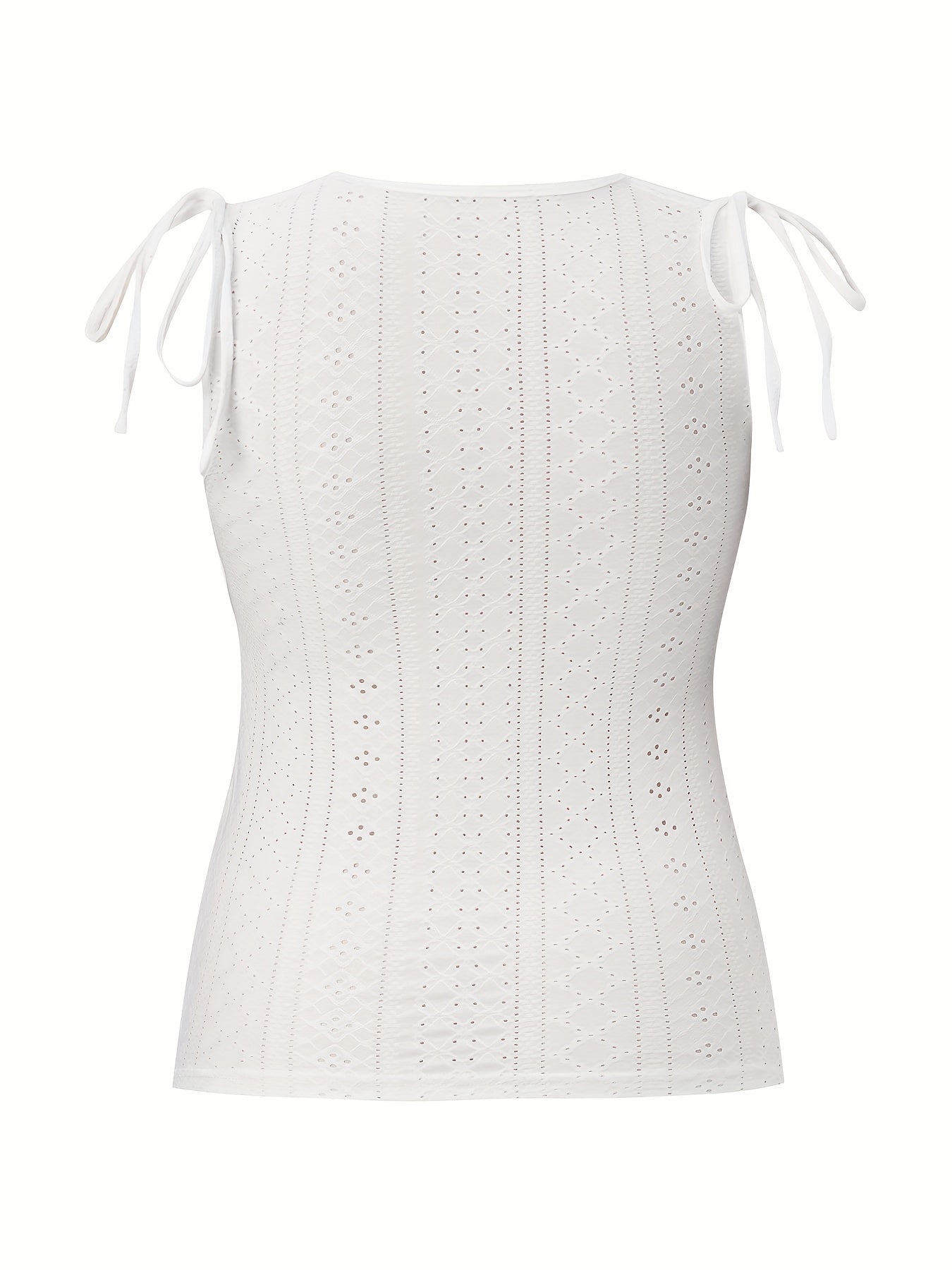  Casual Tank Top Women's Eyelet Embroidered Button Decor