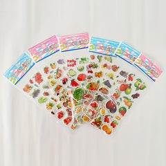 12pcs Fruit And Vegetable 3D Bubble Stickers DIY Toys For Boys And Girls