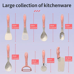 Kitchen Cooking Utensil Set with Fruit Food Playset for Girls