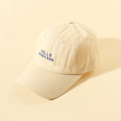 Weekend Embroidery Baseball Cap Beige Cotton Dad Hat