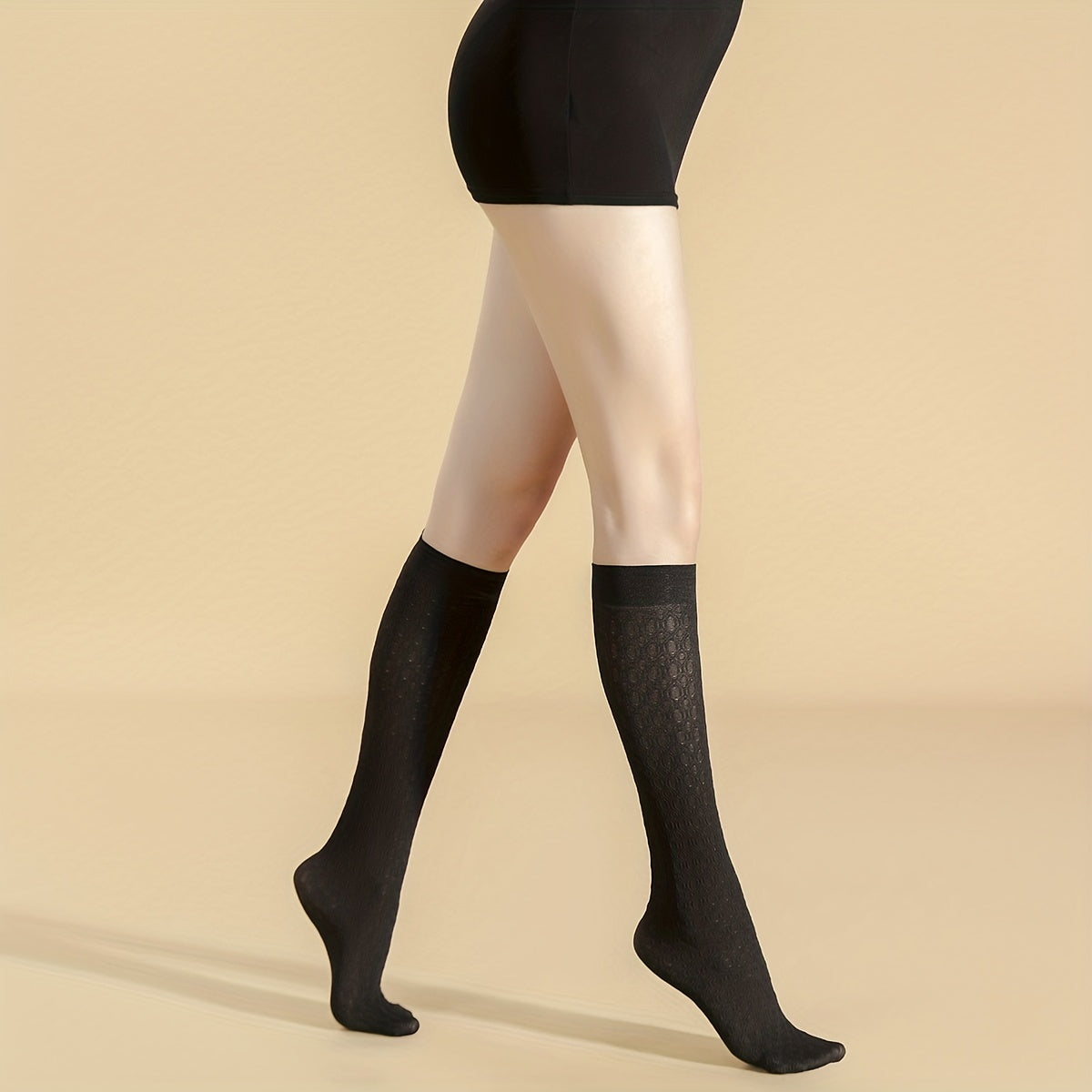 Textured Calf Socks Comfy Knee High Women's Stockings