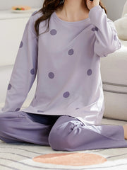 Polka Dot Pajama Set Long Sleeve Top & Pants