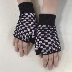 Plaid Fingerless Gloves knitted Wrist Gloves For Women
