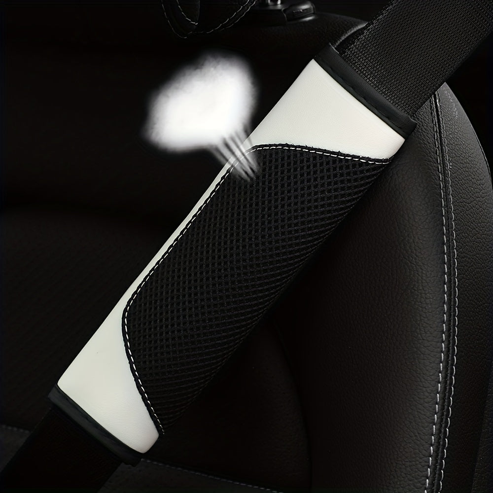 1pc PU Leather 3D Mesh Car Seat Belt Shoulder Protector Cover