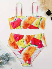  Floral Print Square Neck Bikini & Panty Set