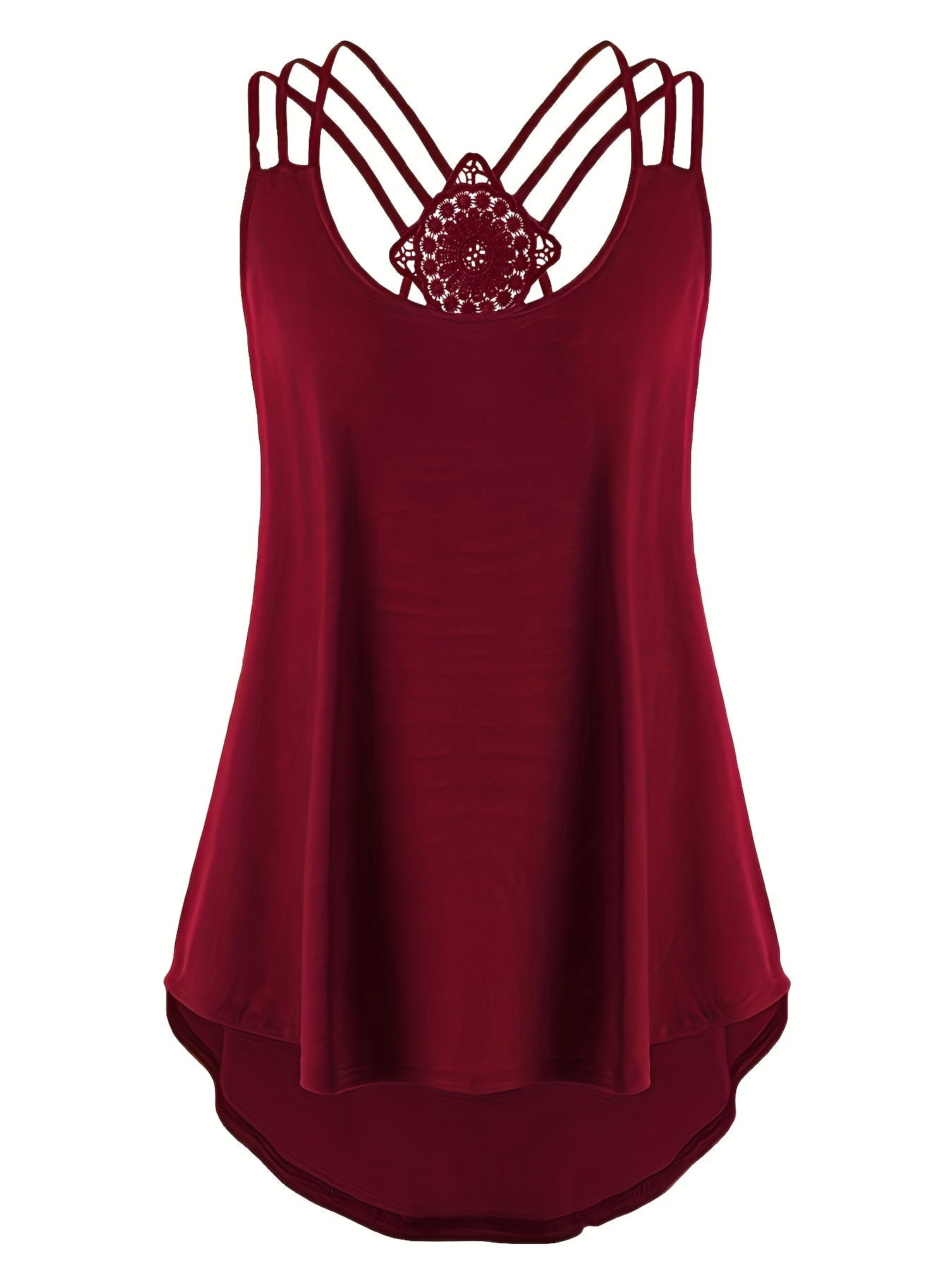 Cross Back Spaghetti Strap Top Crew Neck Sleeveless Cami