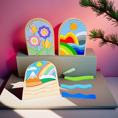 Colorful Geometric Wood Puzzle Set - Brain Power Memory Test