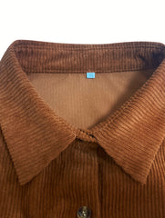  Corduroy Button Up Collar Shacket