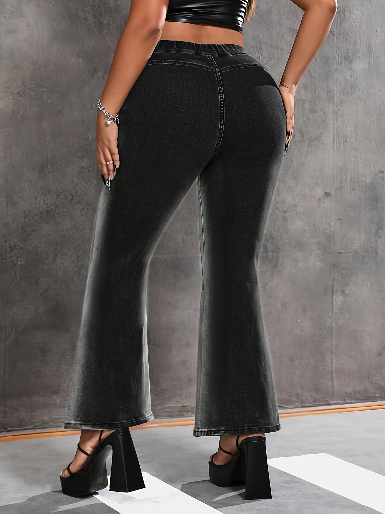  Retro Jeans Women's Plus Flare Leg Jeans