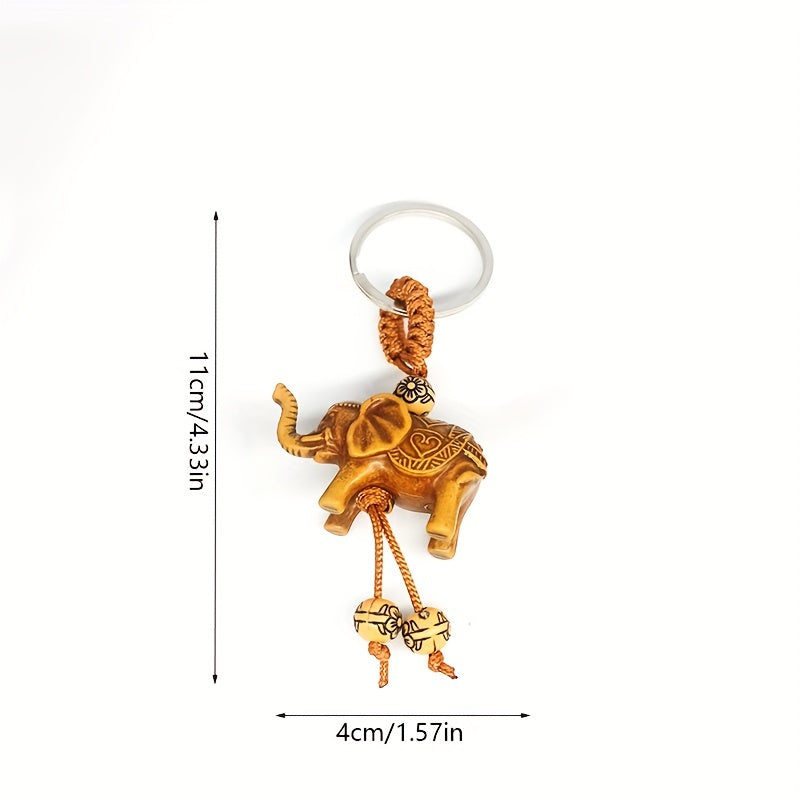 Wood Elephant Key Chain Pendant 3D Elephant Car Key Accessories