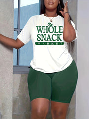 Spring/Summer 2pc Set Graphic Print T-shirt & Slim Shorts Outfit
