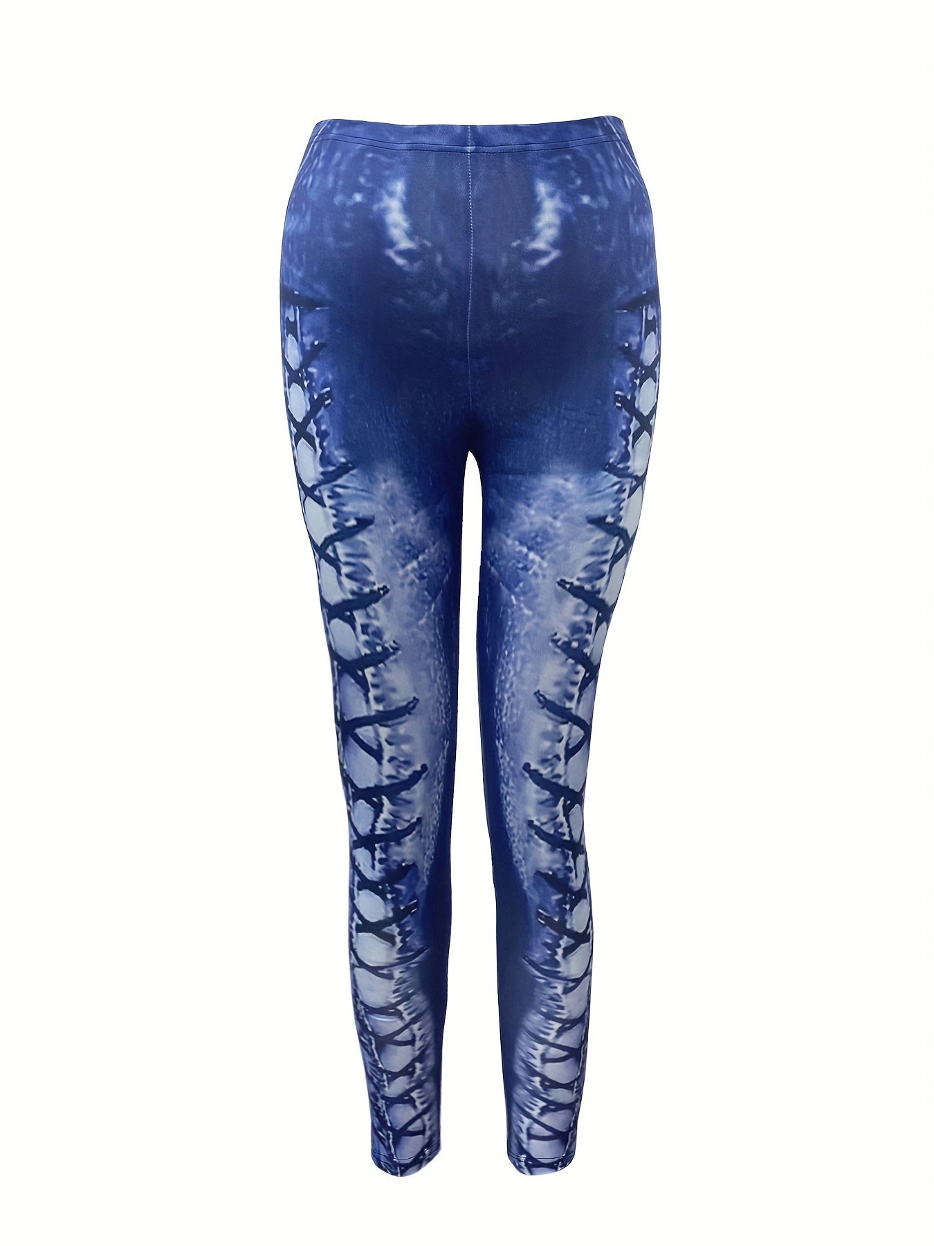 Women's Plus Denim Print Skinny Leggings