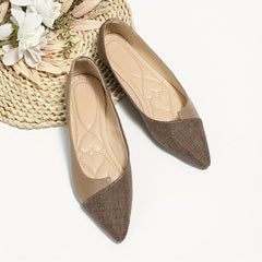 Women's Soft Sole Ballet Shoes Point Toe Colorblock Flats