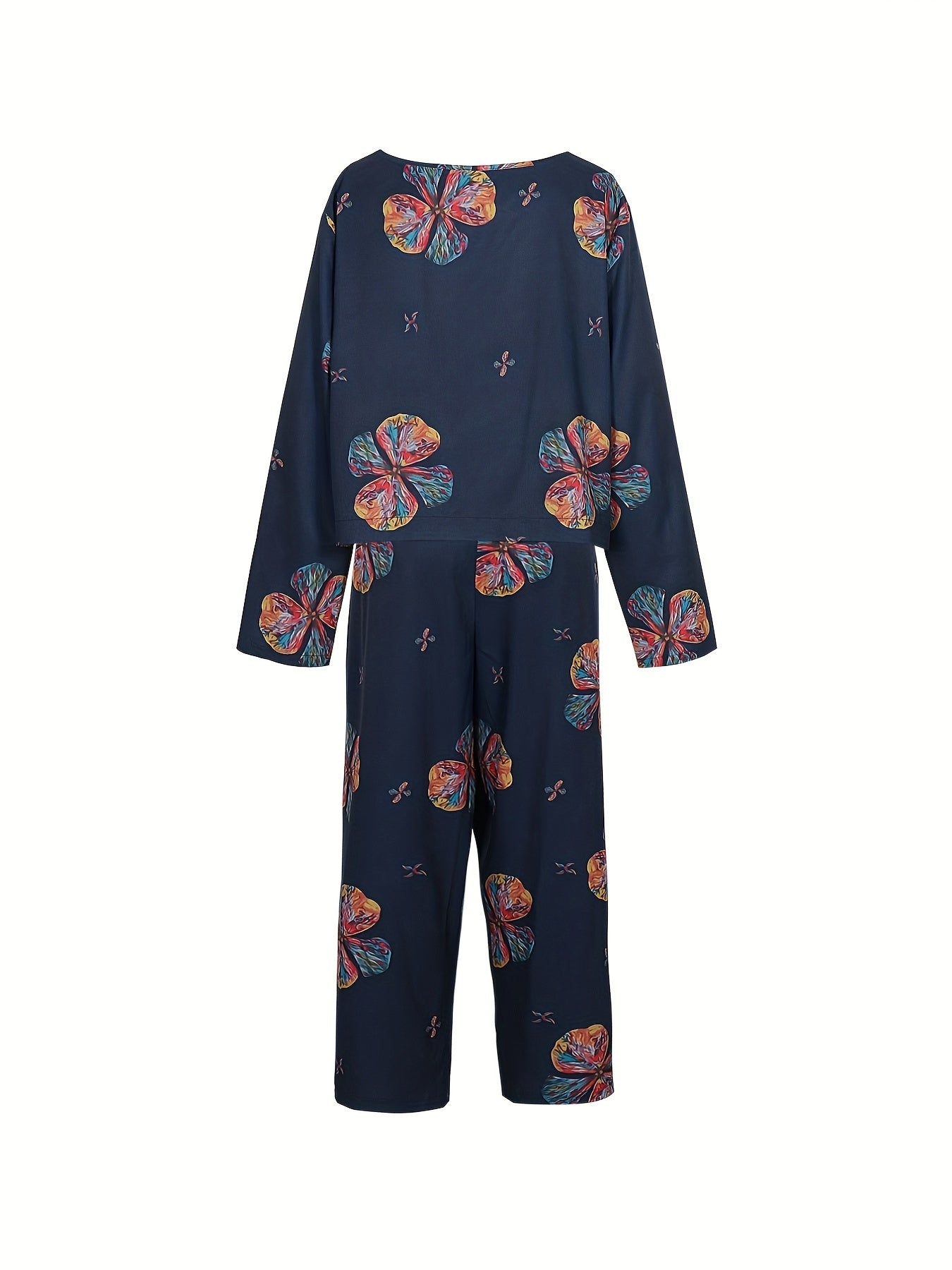 Women's Plus Floral Print Top & Pants Set